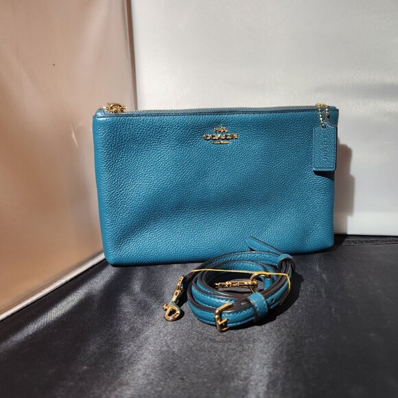 Coach pebble leather Teal Lyla crossbody w/gold toned hardware F38273 - Picture 2 of 11